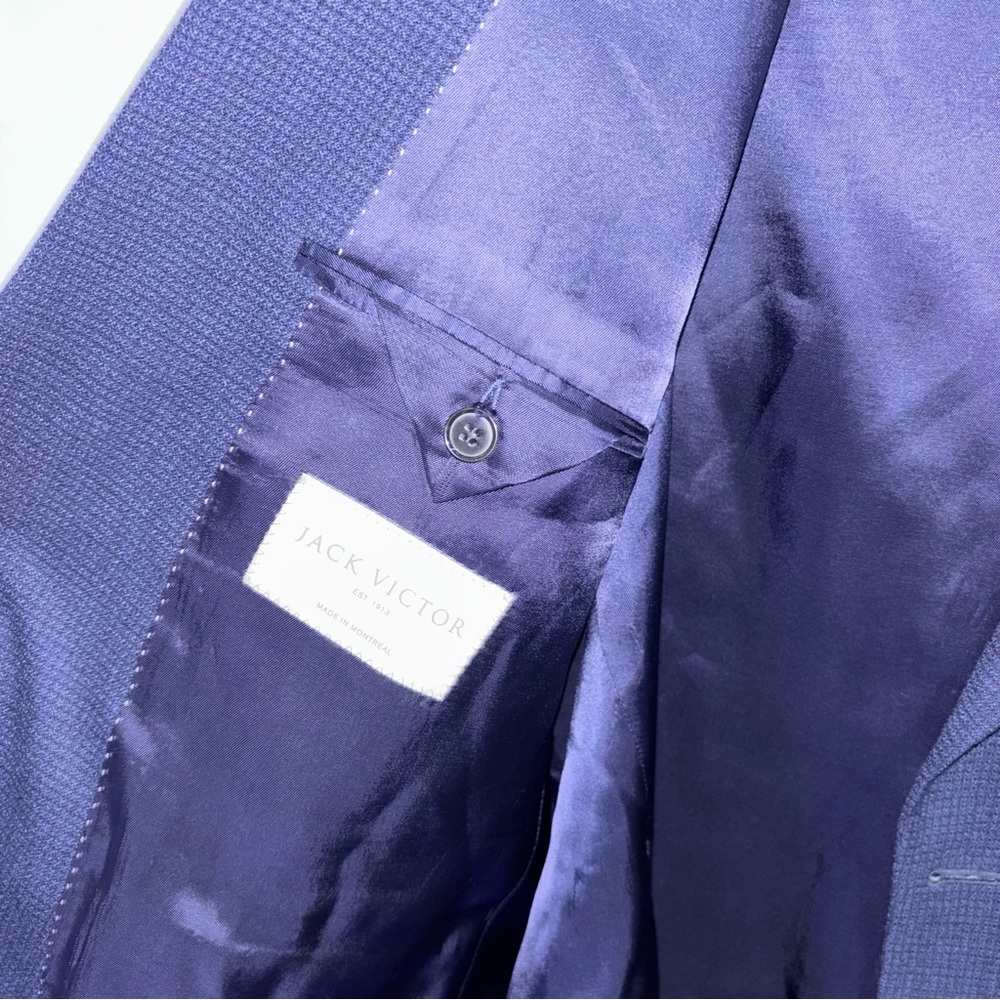 Jack Victor Blue and Black Checkered 100% Wool Gibson Blazer Size 46 - Picture 2 of 7